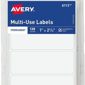 Avery All-Purpose Labels, 1 x 2.75 Inches, White, Pack of 128