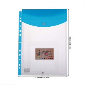 A4 Clear Plastic Waterproof 11 Hole Binder Pockets with Button Closure File Folder Envelopes Organizer for Home,Office,School