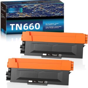 TN-660 TN-630 Compatible Toner Cartridge Replacement for Brother TN660 TN630 TN 660 TN 630 Work with HL-L2380DW HL-L2320D HL-L2300D HL-L2340DW MFC-L2740DW DCP-L2540DW Printer (Black, 2 Pack)
