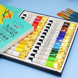 Acrylic Paints 12/18/24 Colors Professional Brush Set 12ml Tubes Artist Drawing Painting Pigment Hand Painted Wall Paint DIY