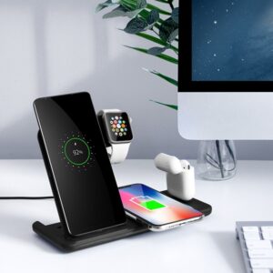 15W Qi Fast Wireless Charger Stand For iPhone 11 12 X 8 Apple Watch 4 in 1 Foldable Charging Dock Station for Airpods Pro iWatch
