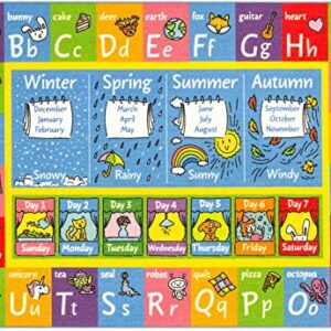 Playtime Collection ABC Alphabet, Seasons, Months and Days of The Week Educational Learning Area Rug Carpet for Kids and Children Bedrooms and Playroom (5′ 0″ x 6′ 6″)